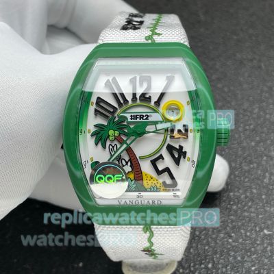 QQF Swiss Replica Franck Muller Vanguard Beach V41 Green Case Limited Edition Watch 